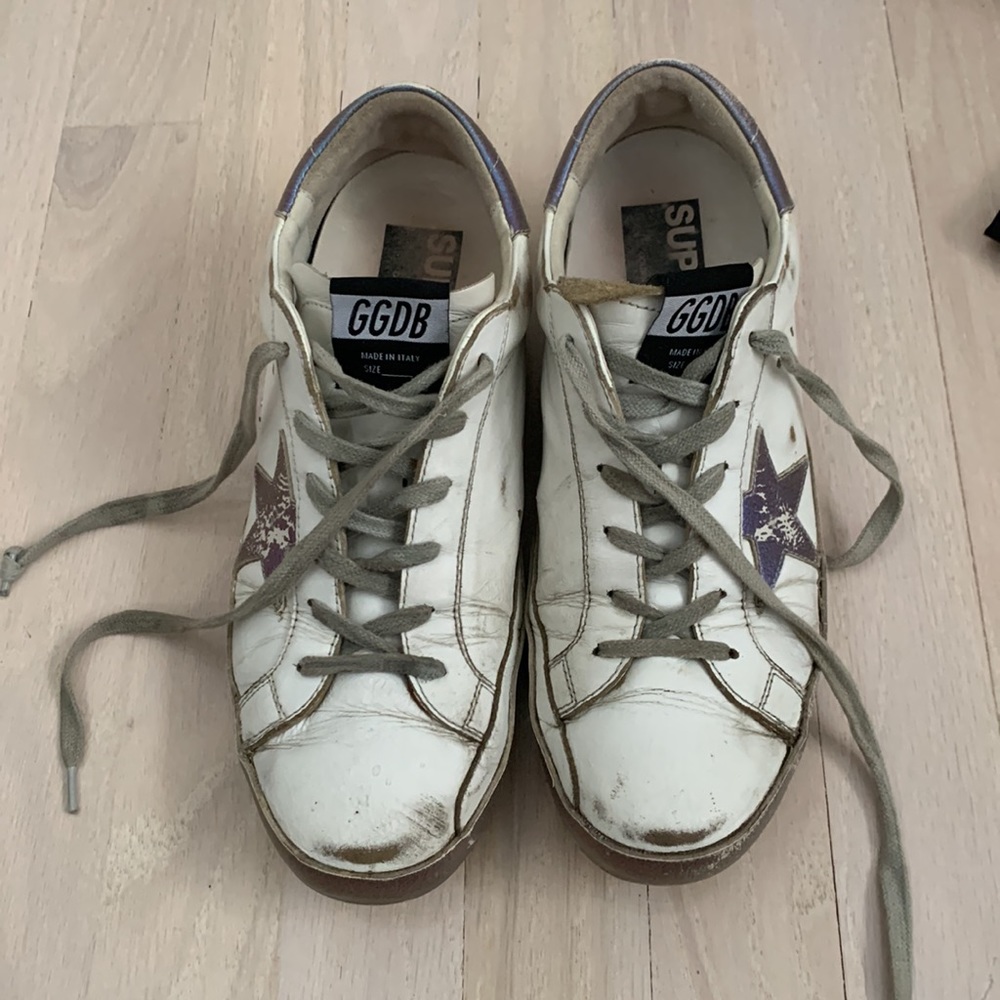 Golden Goose Superstar Sparkly White/ Iridescent Sneakers - Picture 6 of 9